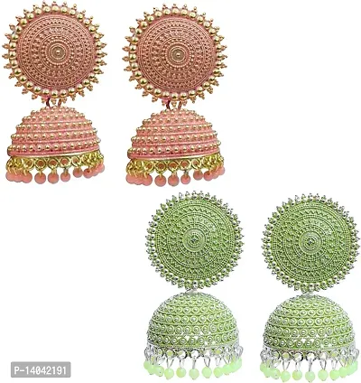 Floral jhumki ( Seagreen and Peach  )