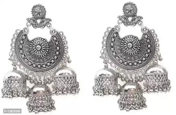 JMBW International Fashion Stylish Antique Afghani Jewellry color Earrings set (Silver)