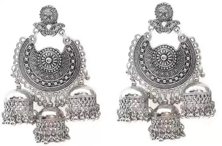 Oxidize 3 drop chandbali earrings