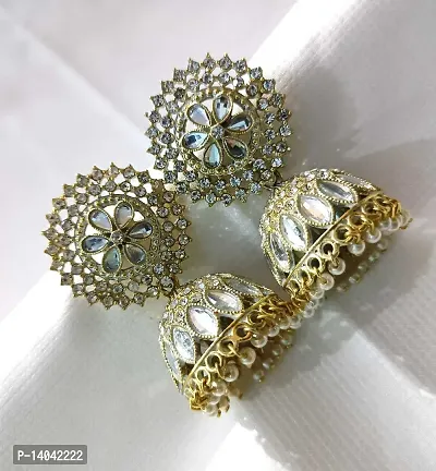 SILVER KUNDAN JHUMKI-thumb0