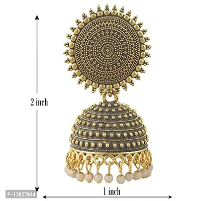 JMBW COMBO OF 2 PAIRS DESIGNER GOLD PLATED JHUMKI EARRINGS FOR WOMENS/GIRLS-thumb3