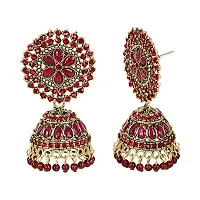 JMBW SHINNING GOLD PLATED & CRYSTAL STONES JHUMKI EARRINGS FOR WOMENS & GIRLS-thumb1