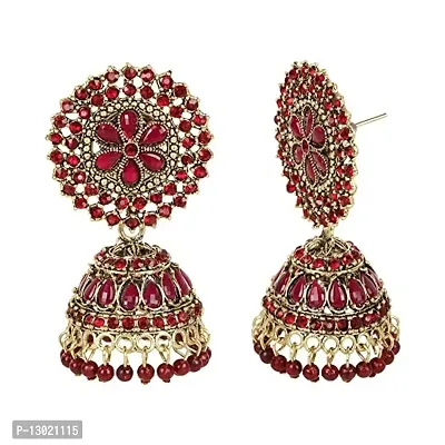 JMBW SHINNING GOLD PLATED & CRYSTAL STONES JHUMKI EARRINGS FOR WOMENS & GIRLS-thumb2