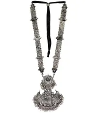 Fashion Afghani Oxidised Silver Jewellery Stylish Antique Long Necklace Set for Women & Girls-thumb1