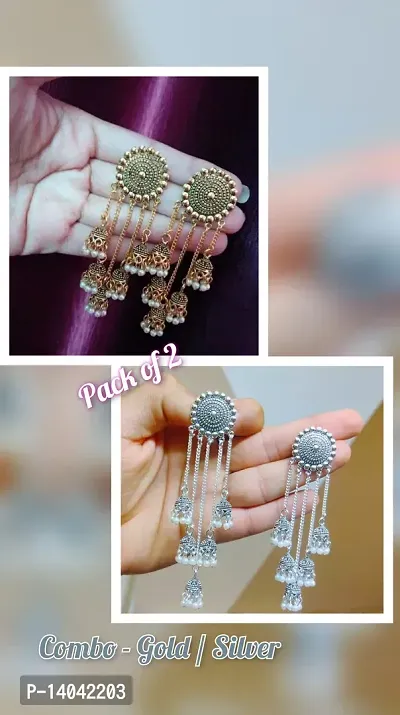 5 Layer latkan earring ( silver  golden )-thumb0