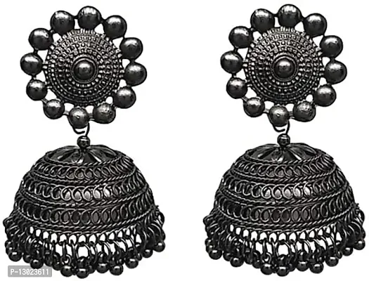 JMBW Z-BLACK BEAUTIFUL OXIDISED JHUMKA EARRING FOR GIRLS/WOMENS-thumb0