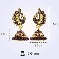 Golden Peacock Traditional Marriage Combo Jhumki Earrings for Women | Small Party Wedding Jhumke Set of 6 Earings for Girls-thumb1