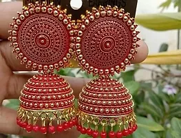 JMBW Fashion Jhumki Earrings for Women- Traditional Bollywood Ethnic Bridal Wedding Indian Pearl Hangings-thumb3