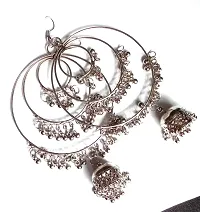 Silver Oxidised Afghani Chandbali Dangler Earring Light weight in stainless steel Alloy Wedding Style Earrings for Women and Girls-thumb4