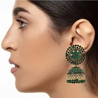 JMBW International Jhumki Earrings for Women- Traditional Bollywood Ethnic Bridal Wedding Indian Pearl Hangings Meenakari jhumka Jewellery for Women/Girls (Black)-thumb1
