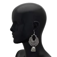 JMBW International Oxidised Fashion Stylish Antique Afghani Jewellry Silver Earrings set-thumb1