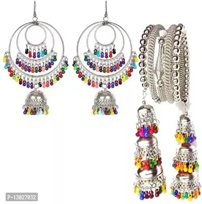 JMBW International Fashion Stylish jhumki bracelet with round earrings combo of 2-Multicolor