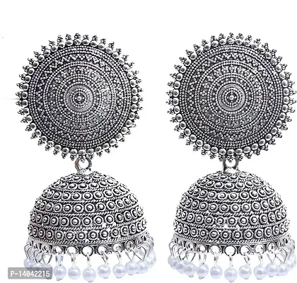 FLORAL  SILVER JHUMKI-thumb0