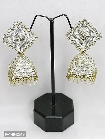 Square white jhumki earring-thumb0