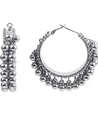 Fashion Afghani Oxidised Silver Jewellery Stylish Antique Long Necklace Set for Women & Girls-thumb3