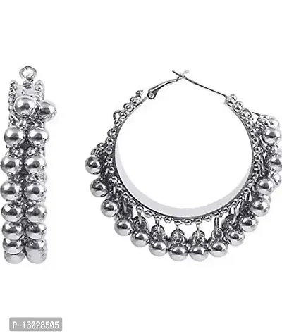 Fashion Afghani Oxidised Silver Jewellery Stylish Antique Long Necklace Set for Women & Girls-thumb4