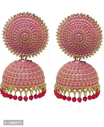 JMBW Fashion Jhumki Earrings for Women- Traditional Bollywood Ethnic Bridal Wedding Indian Pearl Hangings-thumb2