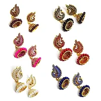 Golden Peacock Traditional Marriage Combo Jhumki Earrings for Women | Small Party Wedding Jhumke Set of 6 Earings for Girls-thumb4