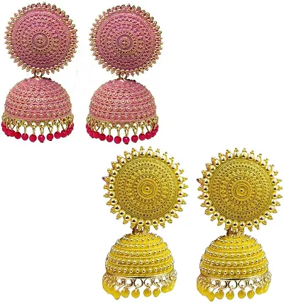 FLORAL JHUMKI (PINK/YELLOW)