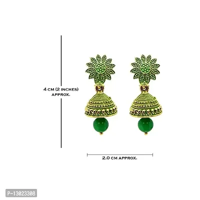 Traditional Wedding Temple Gold Meenakari Ethnic Antique South Indian Round Pearl Moti Feather Peacock Jhumkas Jhumka jhumki Earrings Combo set Ear rings For Women girls Ladies-thumb3