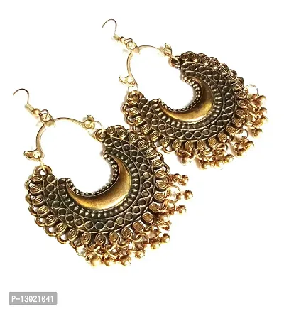 lightweight womens and girls fashion earrings moon layer gold oxidised earrings-thumb5