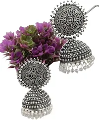 FLORAL  SILVER JHUMKI-thumb1