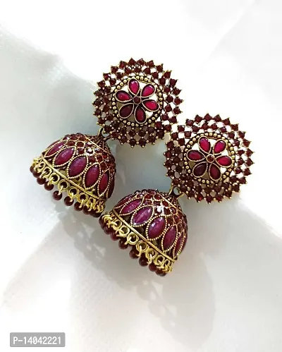 MAROON KUNDAN JHUMKI