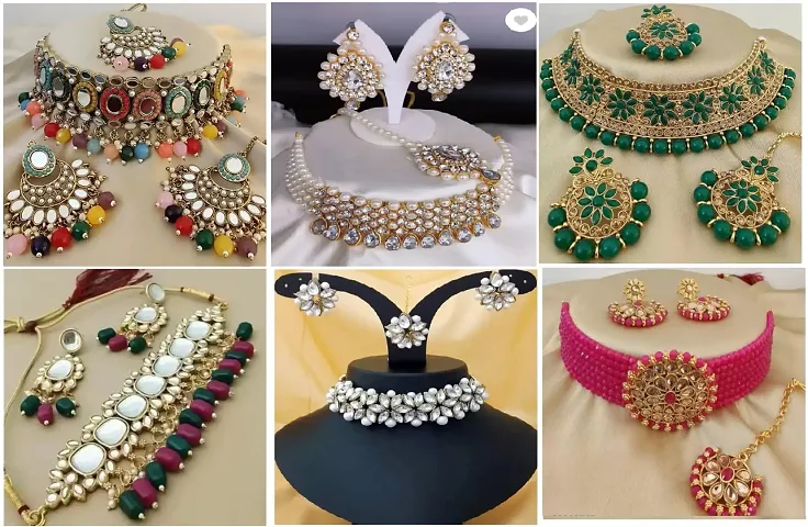 Combo Of 2 Designer Brass Kundan Beads Jewellery Sets