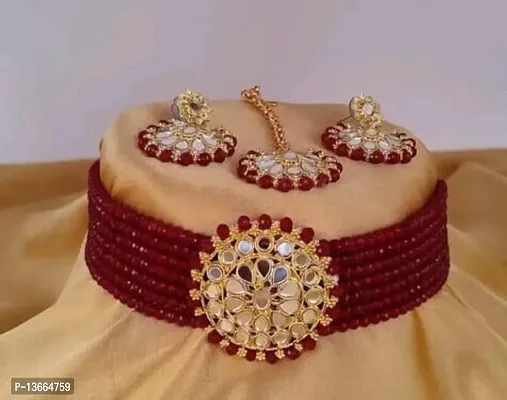 AISHWARIAYA  MARROON JEWELLERY SET-thumb0