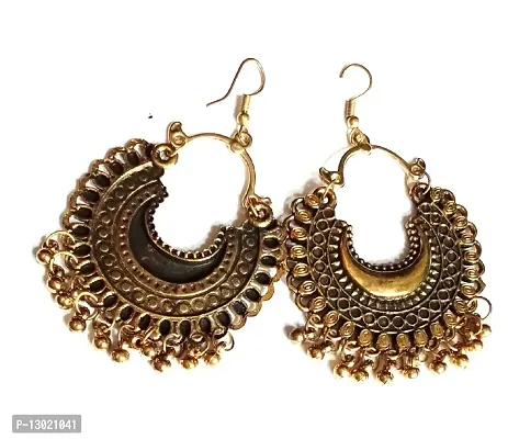 lightweight womens and girls fashion earrings moon layer gold oxidised earrings-thumb2