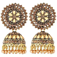 Pearls Combo of 2 golden & silver sunflower/stones Wedding Collection Jhumki Earrings For Women and girls-thumb2