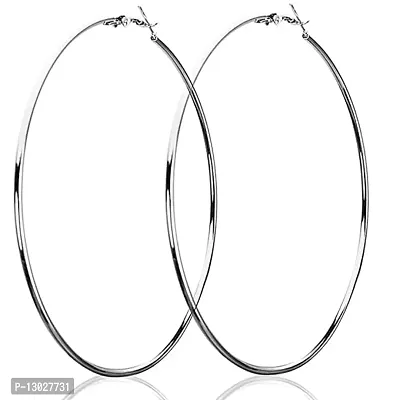 Jmbw Metal Alloy Shinning big hoop Light Wight earrings for womens/girls-thumb0