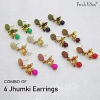 Golden Classic Multi-Color Golden Jhumke Earrings Combo for Women (Set 12) - Fancy & elegant Traditional Indian Simple Hanging Jhumki Ear Rings Pack for Girls-thumb2