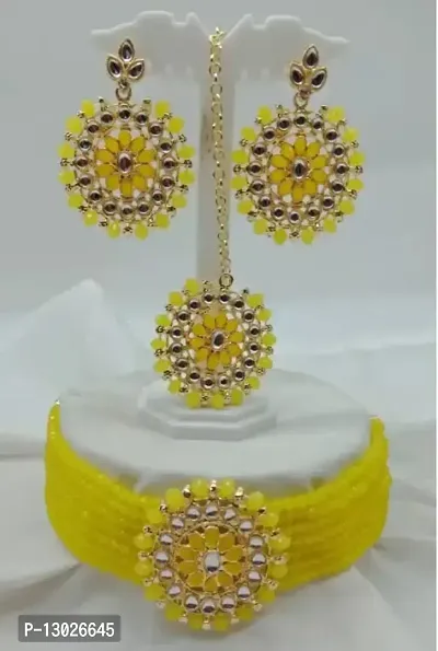 designer bridal jewelset fashion for womens and girls yellow-colour)