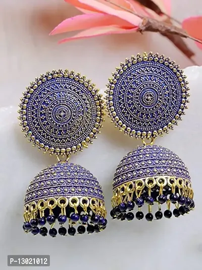 JMBW Fashion Jhumki Earrings for Women- Traditional Bollywood Ethnic Bridal Wedding Indian Pearl Hangings-thumb3