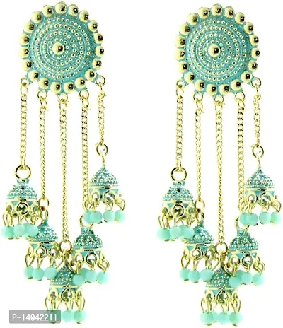 5LAYER JHUMKI (BLACK, FIROZI  )-thumb2