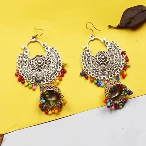 Designer Oxidised Silver Chandbalis Earrings