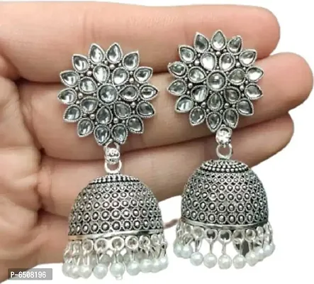 white stone drop jhumka-thumb0