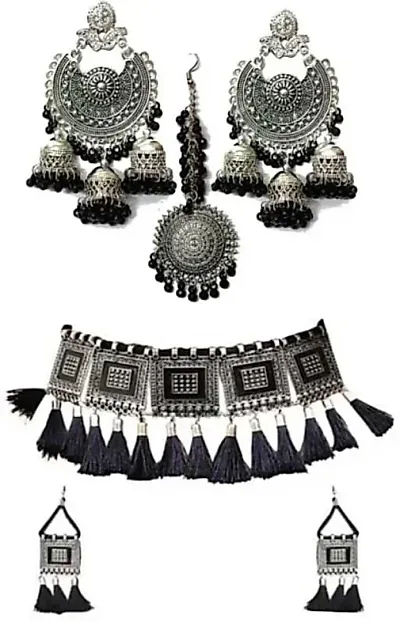 Partywear Silver Oxidized Set for Womens