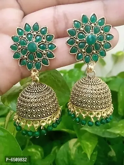 Oxidize golden drop jhumka earrings-thumb0