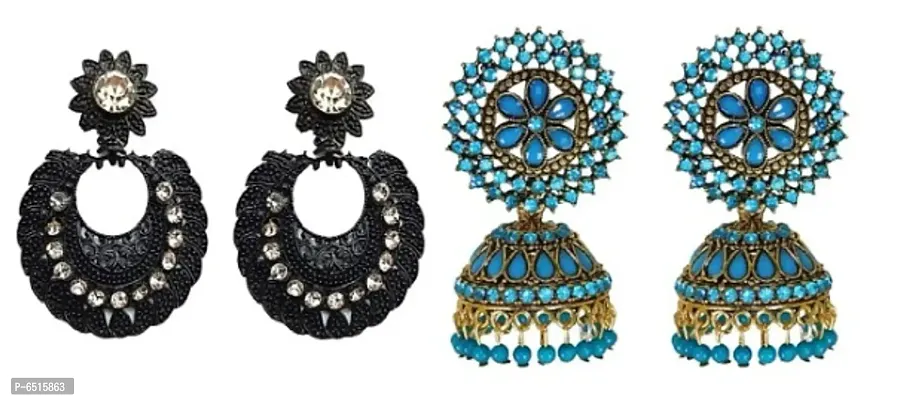 Black and blue earring combo