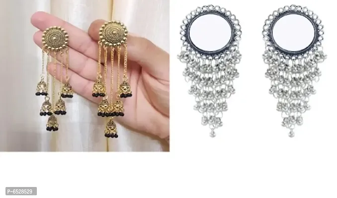 5 Chain layer earring and mirror earring combo