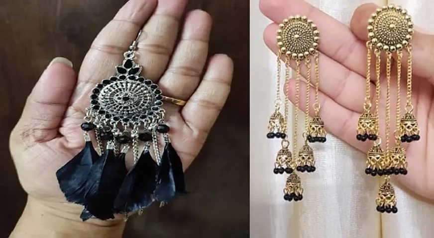 5 Chain layer earring with jhumki combo