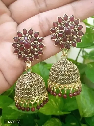 Oxidize golden brown drop jhumka-thumb0