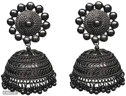 Oxidized black jhumka earring-thumb0