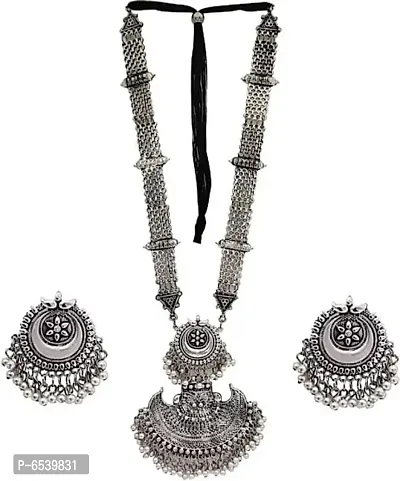 Oxidize silver necklace with earrings-thumb0