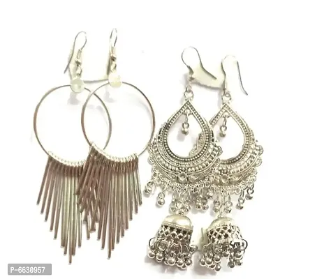 Oxidize silver 2 pair earring-thumb0