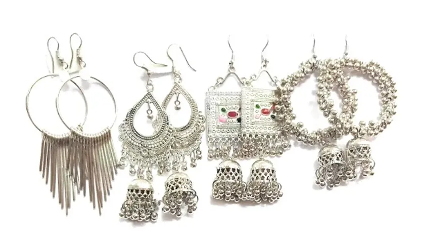 Stylish Silver Alloy Beads Hoop Earring