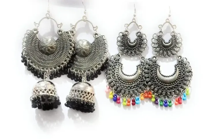 Combo Of 2 Modern Alloy Beads Chandbali Earrings