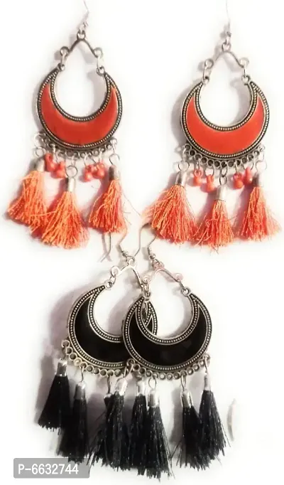 THREAD WORK CHAND EARRINGS 2 PAIR